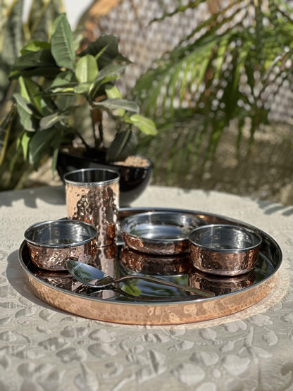 Pure Copper Hammered Design Thali