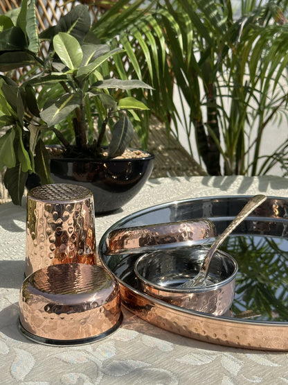 Pure Copper Hammered Design Thali