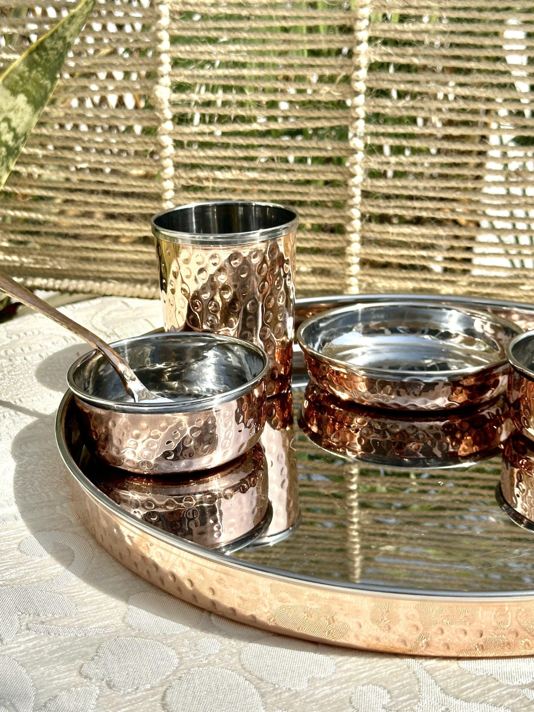 Pure Copper Hammered Design Thali