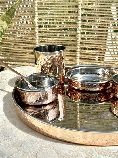 Pure Copper Hammered Design Thali