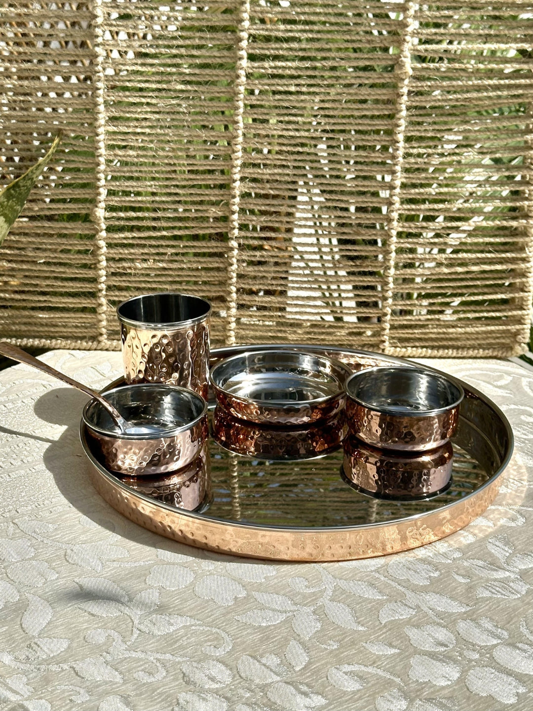 Pure Copper Hammered Design Thali