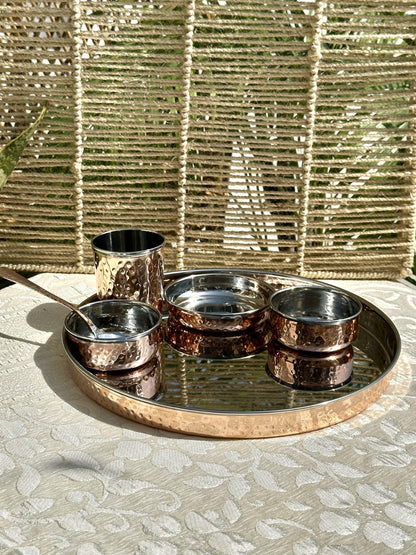 Pure Copper Hammered Design Thali